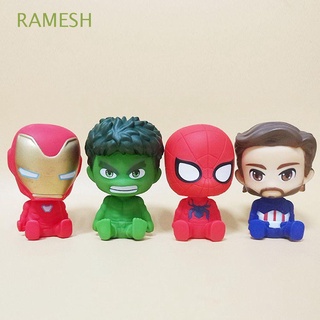 RAMESH Movie Action Figures Model Toy SpiderMan Marvel Avengers Iron Man Anime Captain America Collectible Cake Decorate PVC Hulk