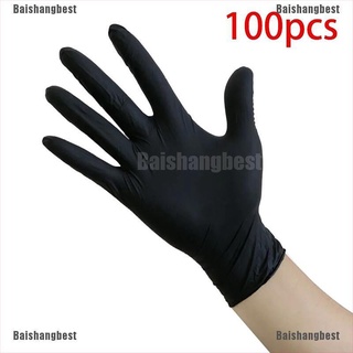 [bsb] 100 guantes desechables de nitrilo para trabajo, cocina, alimentos, impermeable, guantes limpios, color negro