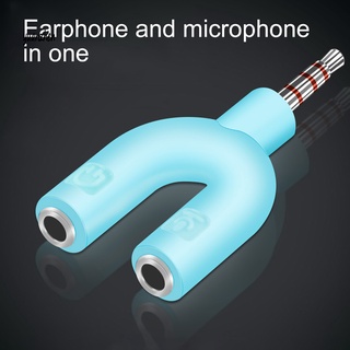 yzsxj_U-shaped Portable 3.5mm Stereo Audio Headphone/Mic Splitter Adapter for Smartphone MP3 MP4 Player