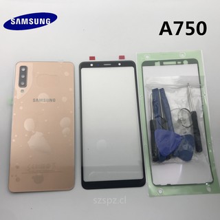 Tapa de vidrio trasera original Tapa de batería trasera Puerta con lente de cámara + lente de vidrio frontal para Samsung Galaxy A7 2018 A750 A750F A750FN (1)