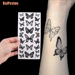 Baipeston (~) 1 hoja impermeable temporal tatuaje pegatina 3D mariposa falso tatuaje pierna brazo arte