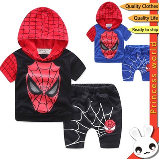 Superhéroe Spiderman niños traje deportivo 2 piezas conjunto de chándales bebé niños conjuntos de ropa camisa+pantalón de navidad para niño