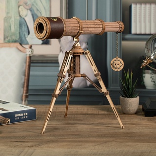 telescopio astronomía geógrafo horizonte madera diy tridimensional montaje juguete