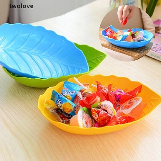 [twolove] Colorful Leaf Fruit Plate Creative Leaf-shaped Plastic Fruit Plate Snack Plate .
