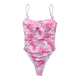 rg mujeres sexy bikini de una pieza rosa gradiente tie-dye hueco sin respaldo traje de baño strappy vendaje acanalado push up monokini