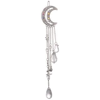 ott. Womens Retro Moon Glitter Rhinestone Hair Clip Faux Crystal Tassels Beads Charms Dangle Hairpin Bridal Jewelry Ponytail Barrette (2)