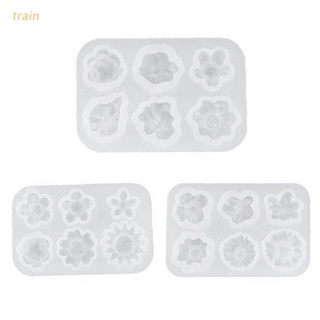 tren diy resina cristal epoxi molde pequeñas flores decoraciones molde de silicona de fundición