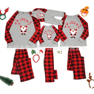 Navidad Familia Padre-Hijo Traje Impreso Cuello Redondo Pijamas (2)