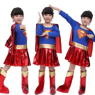 Disfraz de supergirl niños importación vestido personaje niña ropa Super chica Cosplay ala cumpleaños
