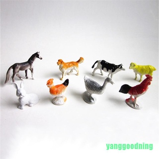 Yanggoodning 8 pzas set De Modelos De animales De granja/juguete De Plástico/caballo/Cachorro/regalo Para niños