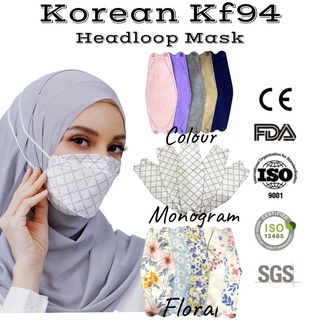 [KF94 Headloop] 50PCS KF94 Máscara Facial Hijab Bertudung Perempuan uustock (1)
