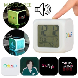 MAKECAREE Creative Squid Game Colorful Lee Jung-jae Squid Game Clock New Change Color Desktop Cartoon Design Park Hae-soo
