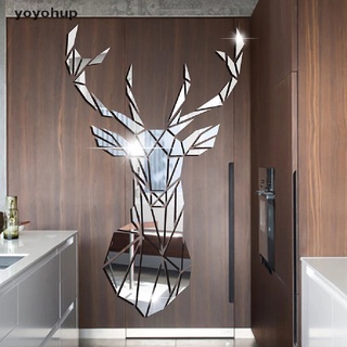 yoyohup 3d cabeza de ciervo espejo pegatina de pared diy varios tamaños acrílico espejo pegatina mural cl