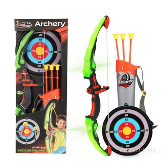 exis light up arco de tiro con arco y flecha set de juguetes para niños niñas con 3 flechas de ventosa, objetivo y carcaj