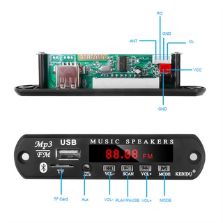 Placa Decodificadora Inalámbrica Bluetooth DC 5V 12V USB FM TF Radio MP3 Para Coche Remoto (5)