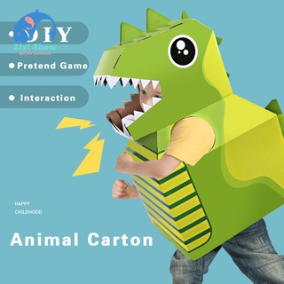 leyu dinosaurio animales cartones diy rompecabezas al aire libre juego portátil hecho a mano cartón ropa de cartón niños pretender juego conjuntos de juguetes (3)
