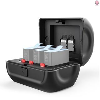 ulanzi - caja de almacenamiento de batería para cámara de acción de 3 ranuras con 2 ranuras para tarjetas de memoria, reemplazo de batería para batería de 9/8 negro