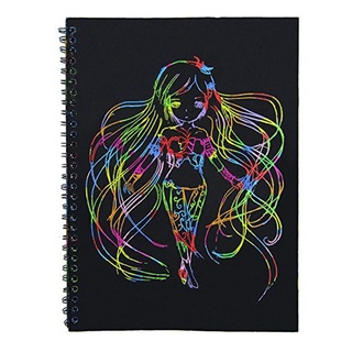 Youn 2PCS gran Color mágico arco iris Scratch arte libro de notas totalmente negro DIY dibujo juguetes para colorear pintura niños Doodle Gi (2)