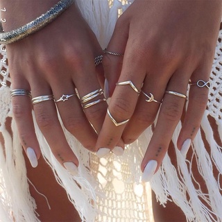 [ZOMI] 12 unid / set conjunto de anillos giratorios de luna y estrellas de moda anillos de plata personalizados simples y elegantes accesorios de joyería para mujer