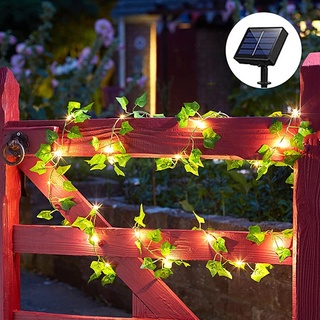cadena de luces led con energía solar hoja de arce verde de ratán al aire libre jardín decoración de navidad (1)
