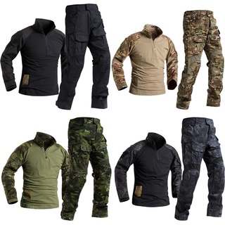 Al aire libre Woodland táctico camuflaje táctico G3 uniforme militar de los hombres camisa de combate pantalones de carga senderismo trajes de entrenamiento