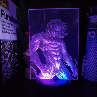 Anime Attack On Titans LED doble colores luz de noche figura Eren Jaeger gigante 3D lámpara táctil hogar dormitorio decoración para Otaku amigos