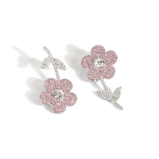 Creative Personality Ju Jing Yi Earrings Flower Pink Diamond Drop Earrings Silver Needle Cute Temperament Earrings Women (4)