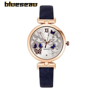 [blueseau] reloj de pulsera sc026 con diseño de mariposa con esfera redonda de cuero pu para mujer (1)