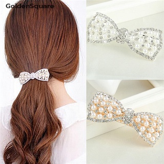 Gol moda mujeres chica cristal arco Clip horquilla pasador perla accesorios para el cabello MY (6)