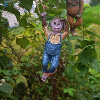 lindo mono estatua pintada a mano de resina artesanía al aire libre micro paisaje decoración para jardín patio (7)