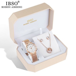 La marca de las mujeres de oro rosa reloj pendientes Nelace conjunto de joyería femenina conjunto de moda creativo cristal reloj de cuarzo señora