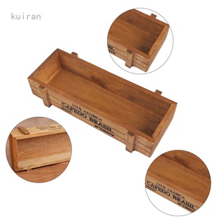 Kuiran 1x Mini rectángulo de madera de jardín maceta caja suculenta a través de la cama de la planta (1)