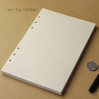 weihaidamai - recambio interior de hoja suelta (6 agujeros, matriz de puntos, línea horizontal, página interior mixta, cuenta de mano, 80 hojas)