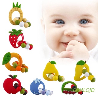 FAMLOJD Baby Fruit Silicone Teether Beads Bracelet BPA Free Teething Toys Chewing Nursing Soother Molar Shower Gifts