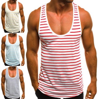 Chaleco sin mangas con rayas de verano para hombre/camiseta de entrenamiento de playa para gimnasio