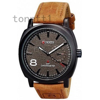 Reloj curren Attract1 impermeable con correa De cuero marrón 8139 Multifuncional para hombre