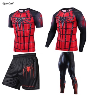 spider-man chándal de los hombres ropa deportiva de superhéroe de compresión trajes deportivos de secado rápido ropa corredores entrenamiento gimnasio fitness running