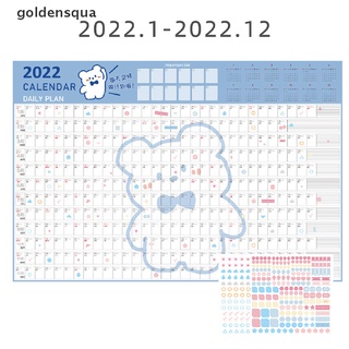 [goldensqua] 2022 Year Wall Calendar with Sticker 365 Days Daily Schedule Periodic Planner .