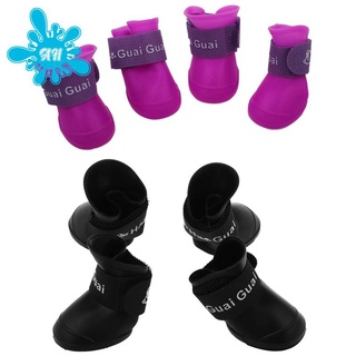 8x negro/púrpura S, zapatos de mascotas botines de goma perro botas de lluvia impermeable