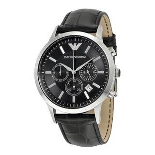 [original y 2 años de garantía] emporio armani clásico cronógrafo negro dial cuero original hombres reloj jam tangan ar2447