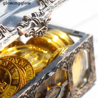 glwg plástico contenedor de dinero caja de almacenamiento transparente pirata juguetes pirata caja del tesoro resplandor