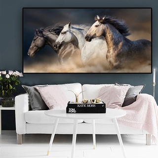 Tres caballos corriendo lienzo arte animales arte de la pared póster imágenes para sala de estar decoración del hogar Cuadros de pared lienzo impresión pinturas no hay marco