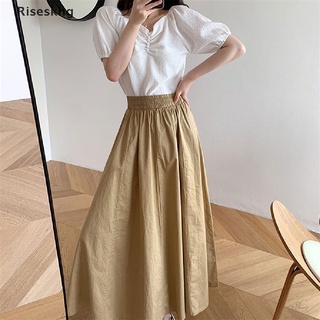 Riseskhg Women Long Skirt Muslimah Skirt Plus Size High Waist Simple Solid Color Skirt *Hot Sale (5)