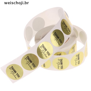 Wei 500 piezas/rodillo de Etiquetas adhesivas/Etiquetas Redondas de oro Thank You para You
