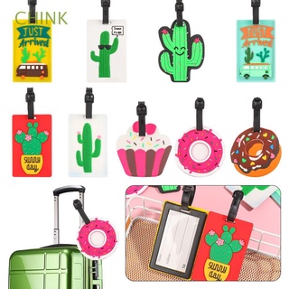 chink creative etiqueta de equipaje anti-perdida accesorios de viaje etiqueta de equipaje patrón de dibujos animados portátil gel de sílice material de identificación dirección cactus estilo donut