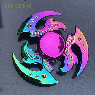 LIKEWINN 3 Leaf Rainbow Metal New Relief Stress Finger Spinner Anti-Anxiety Round Gyro Colorful Focus Bearing Spinner Toy