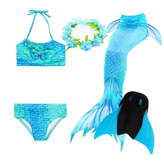 Niña sirena traje De baño Estilo Azul niños bikini fiesta De cumpleaños Cosplay Piscina Swimwear (1)