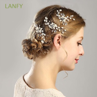 Lanfy clip para el cabello De mujer con perlas postizas De Cristal con pedrería multicolor