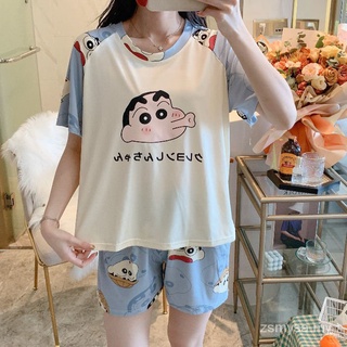 Las mujeres pijamas verano Crayon Xiaoxin Jingdang pantalones cortos de manga corta traje de estilo de dibujos animados chica joven más el tamaño de la ropa de hogar