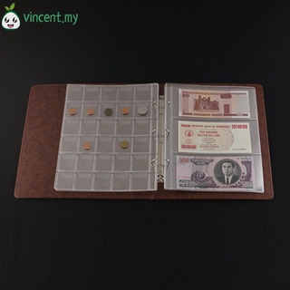 Vincent01 PVC colección de dinero libro moneda papel titular álbum páginas hojas de almacenamiento de dinero